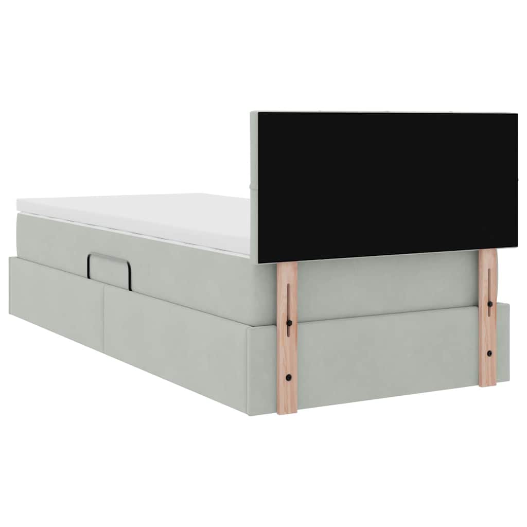 Lit de Rangement avec matelas Gris clair 100 x 200 cm Velours - XIOS