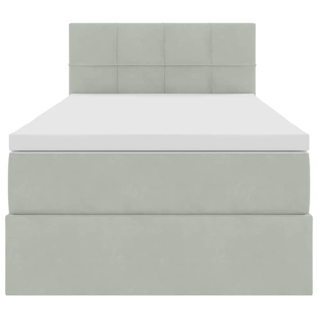 Lit de Rangement avec matelas Gris clair 100 x 200 cm Velours - XIOS