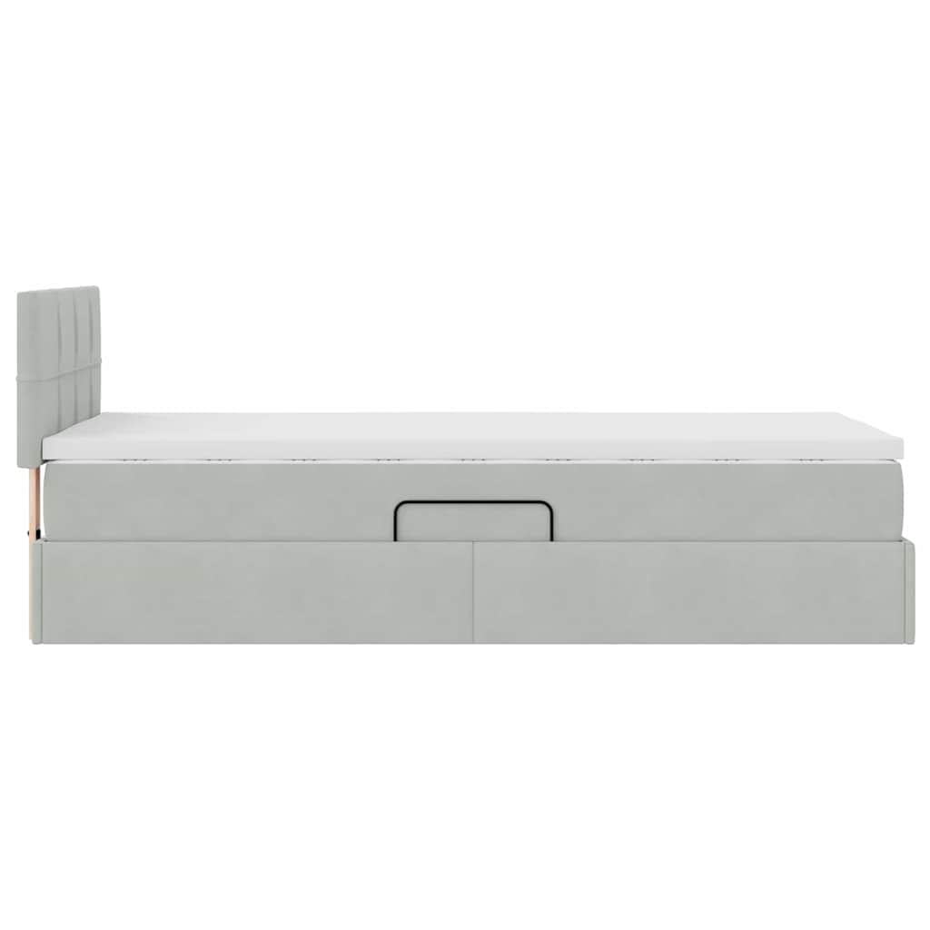 Lit de Rangement avec matelas Gris clair 100 x 200 cm Velours - XIOS