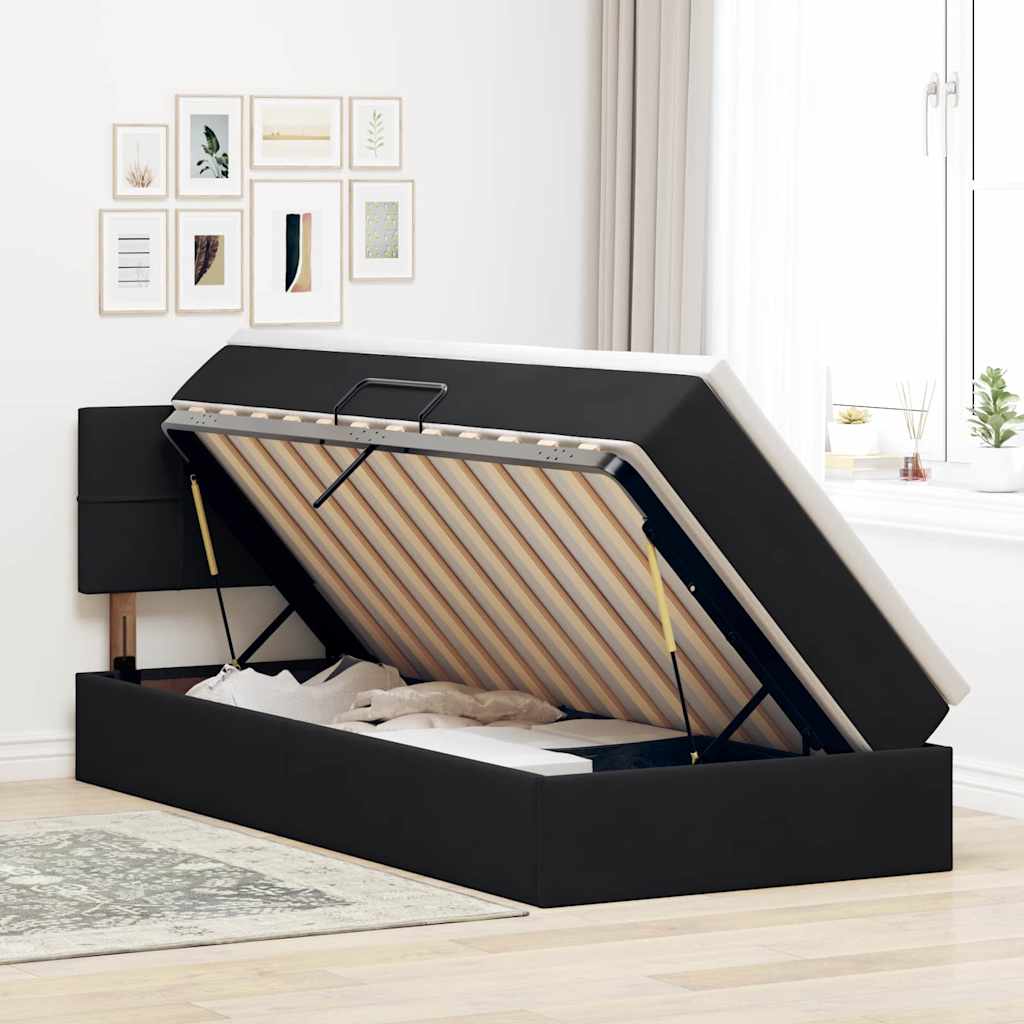 Lit de Rangement avec matelas Noir 100 x 200 cm Velours - XIOS