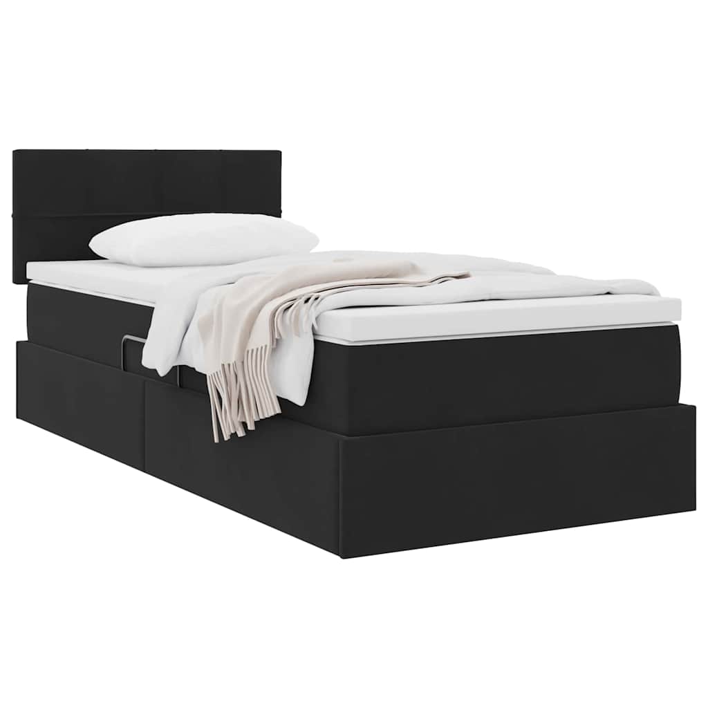 Lit de Rangement avec matelas Noir 100 x 200 cm Velours - XIOS