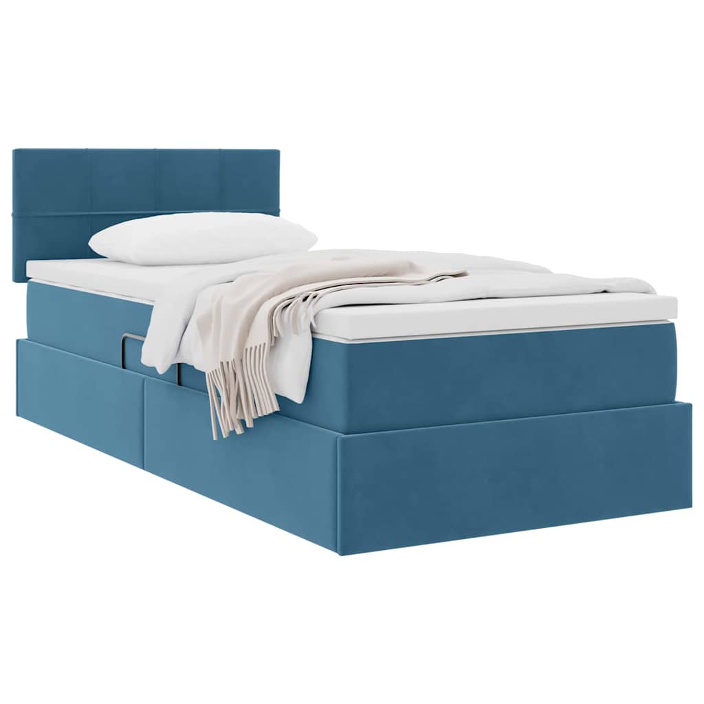 Lit de Rangement avec matelas Bleu foncé 100 x 200 cm Velours - XIOS