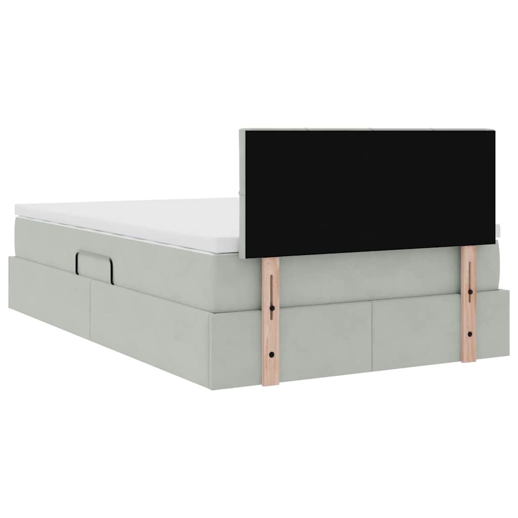 Lit de Rangement avec matelas Gris clair 120 x 190 cm Velours - XIOS