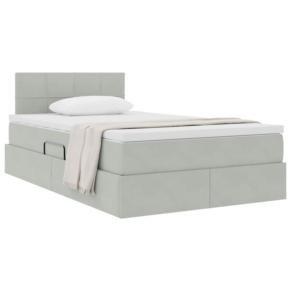 Lit de Rangement avec matelas Gris clair 120 x 190 cm Velours - XIOS