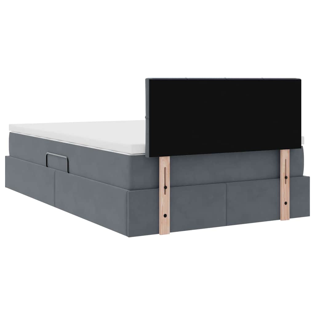 Lit de Rangement avec matelas Gris foncé 120 x 200 cm Velours - XIOS