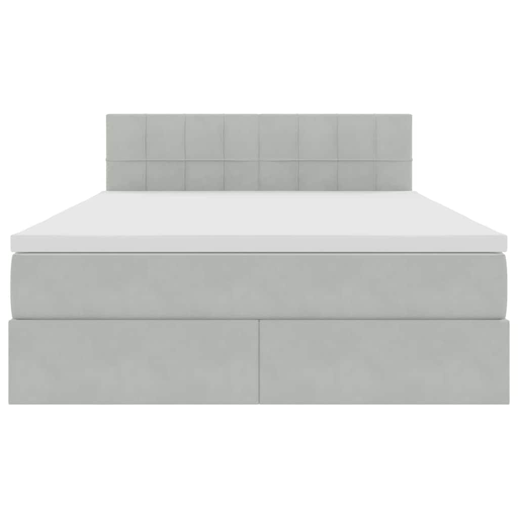 Lit de Rangement Gris clair 140 x 190 cm Velours