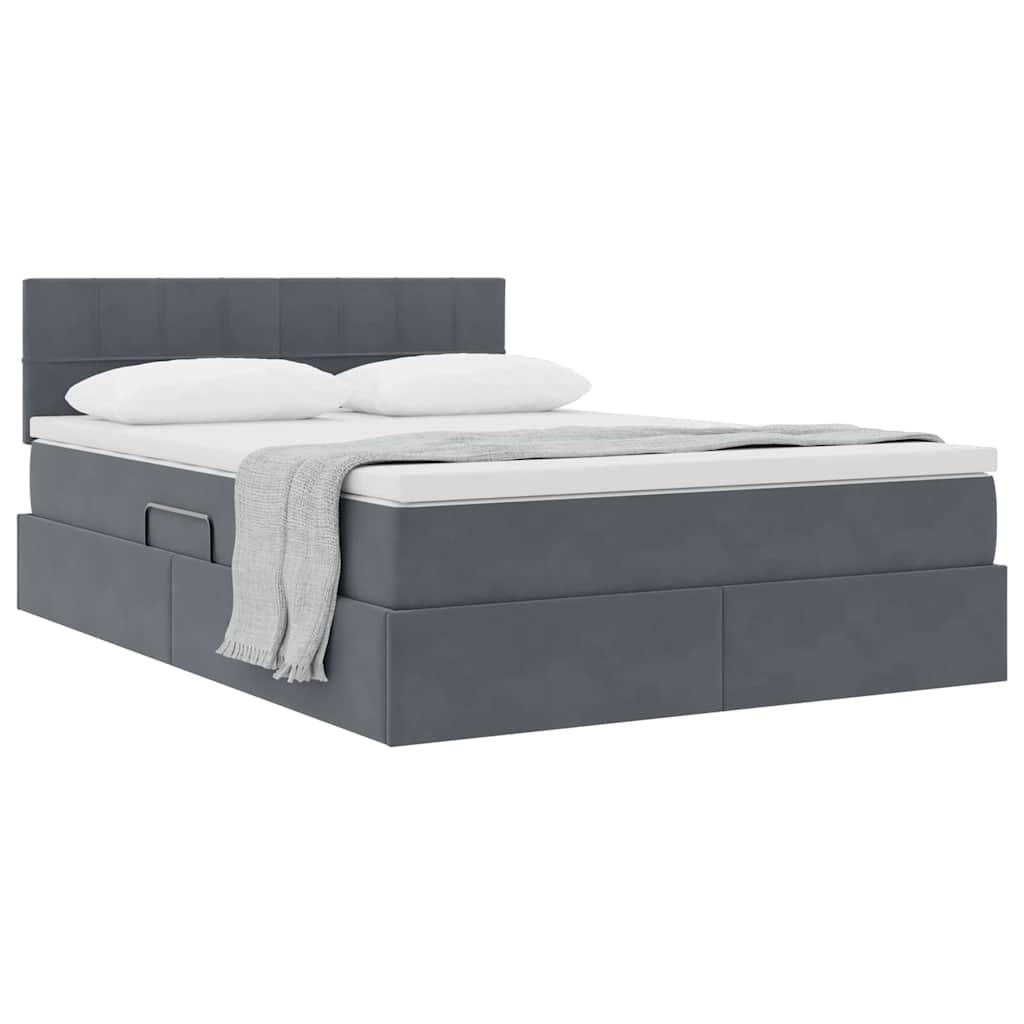 Lit de Rangement avec matelas Gris foncé 140 x 190 cm Velours - XIOS