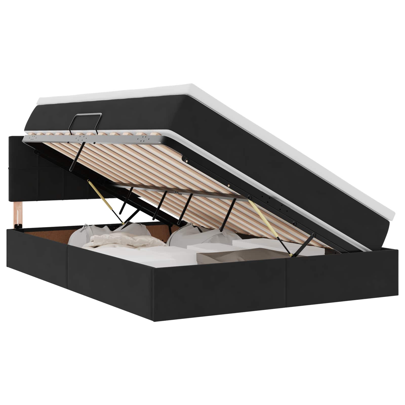 Lit de Rangement avec matelas Noir 140 x 190 cm Velours - XIOS