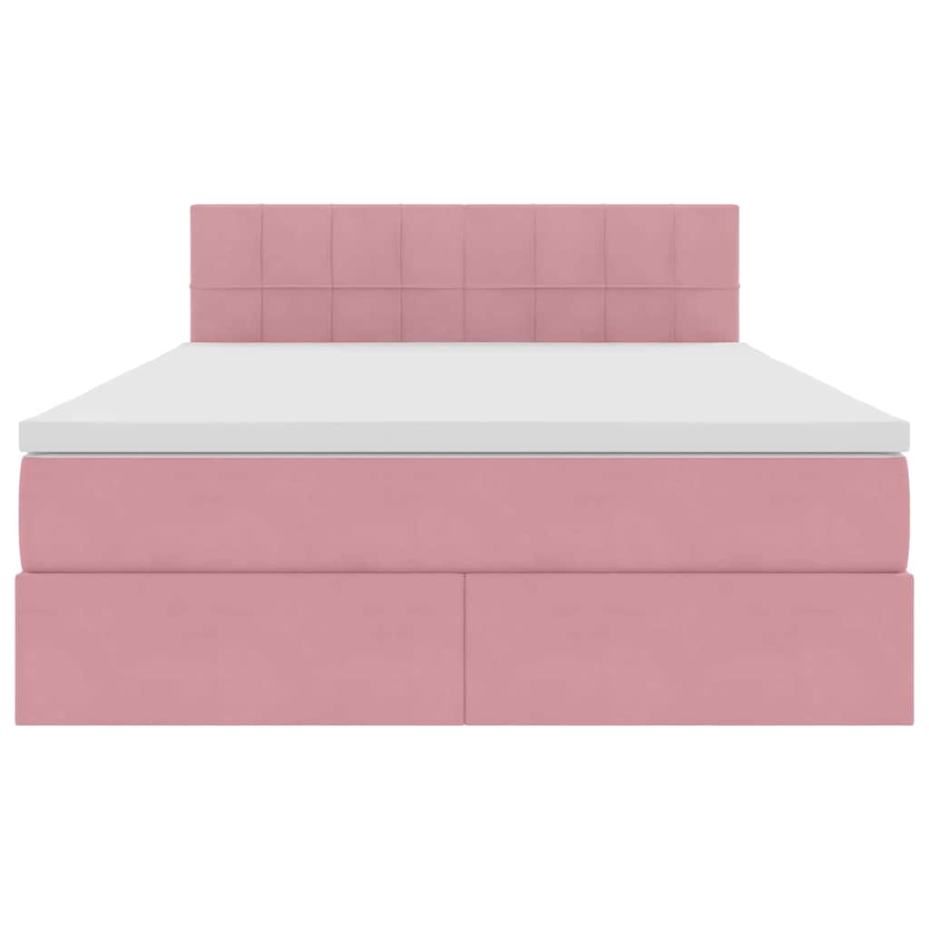 Lit de Rangement avec matelas Rose 140 x 190 cm Velours - XIOS