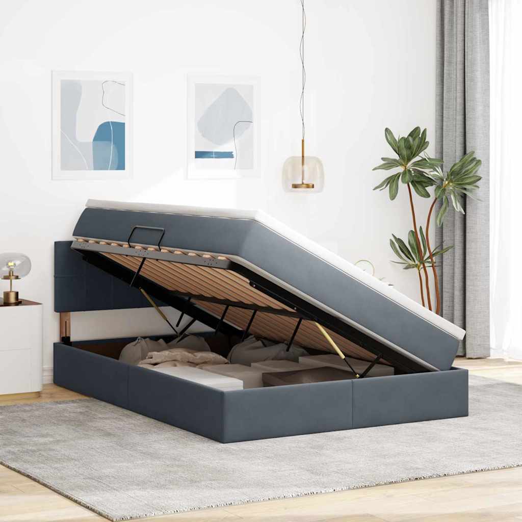 Lit de Rangement avec matelas Gris foncé 140 x 200 cm Velours - XIOS