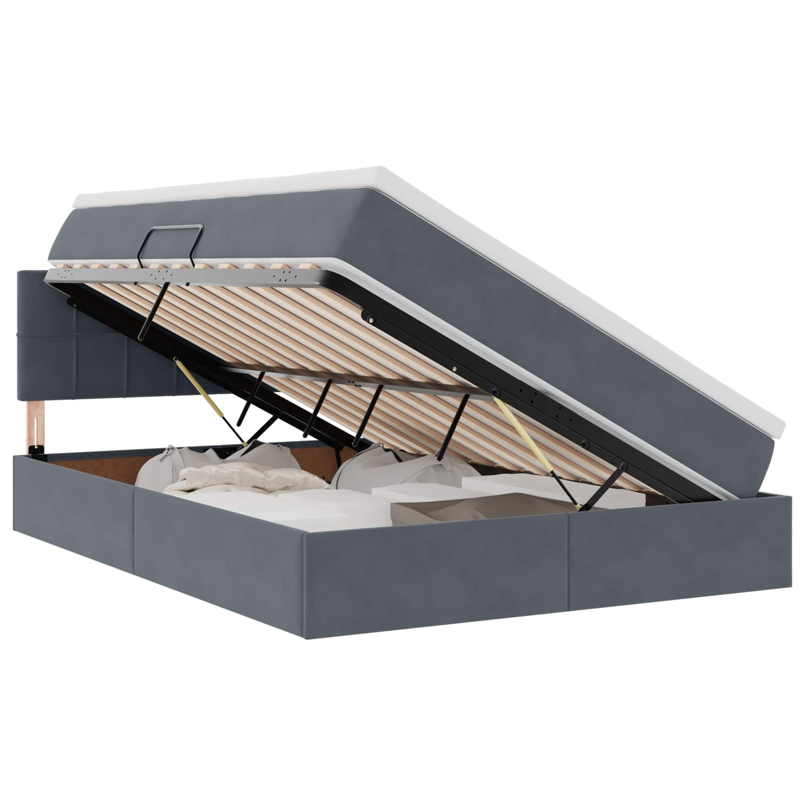 Lit de Rangement avec matelas Gris foncé 140 x 200 cm Velours - XIOS