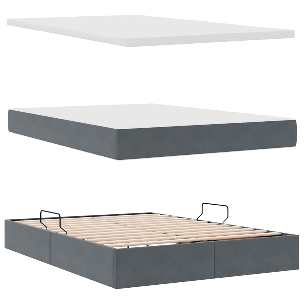 Lit de Rangement avec matelas Gris foncé 140 x 200 cm Velours - XIOS