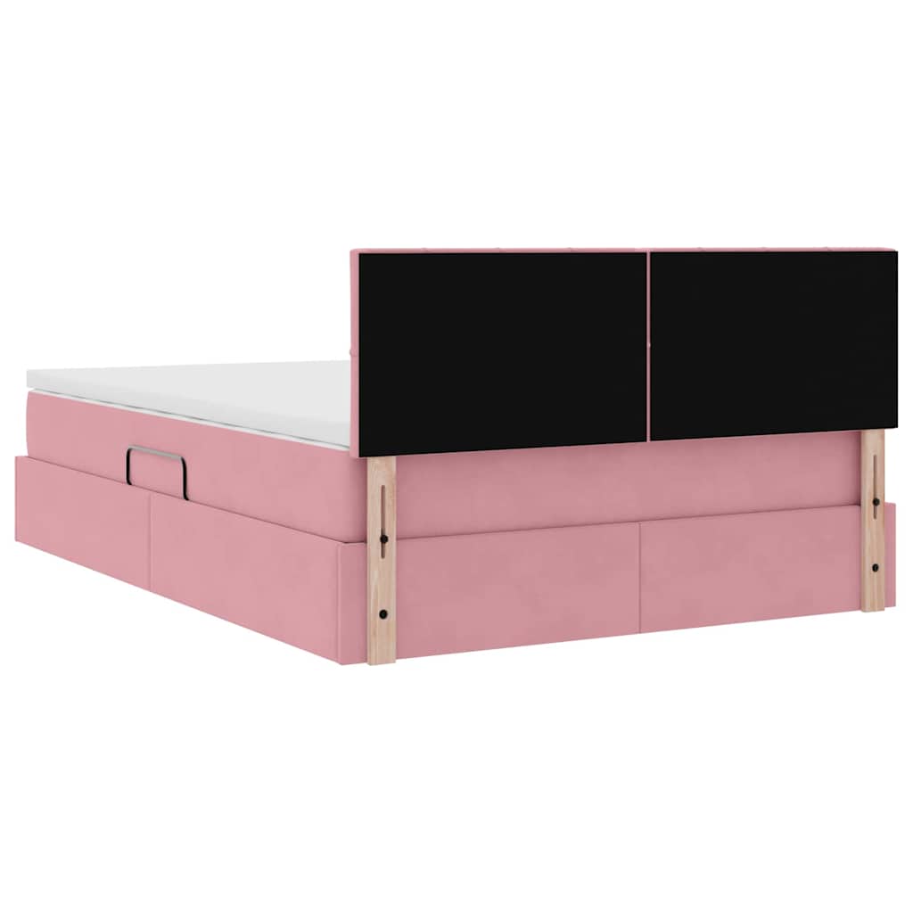 Lit de Rangement avec matelas Rose 140 x 200 cm Velours - XIOS