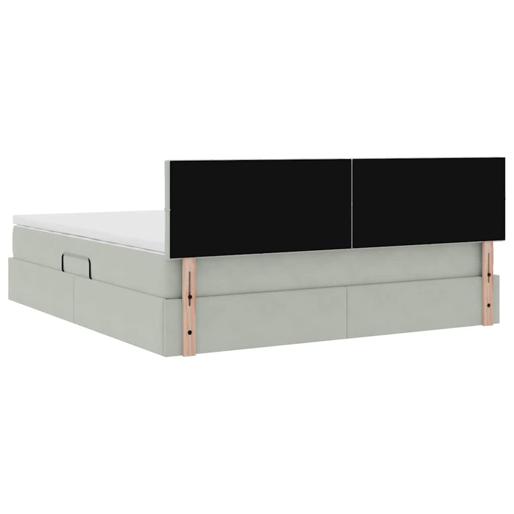 Lit de Rangement avec matelas Gris clair 160 x 200 cm Velours - XIOS