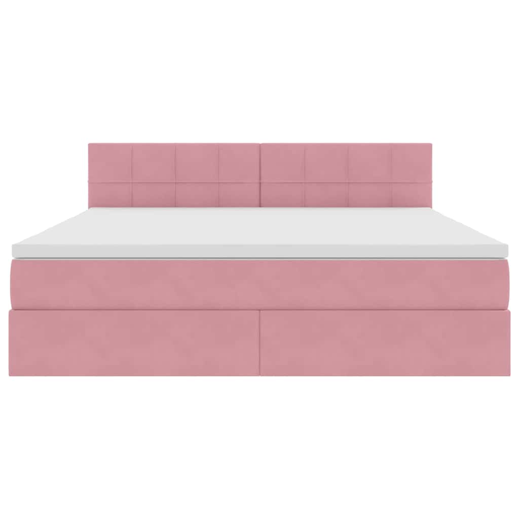 Lit de Rangement avec matelas Rose 160 x 200 cm Velours - XIOS