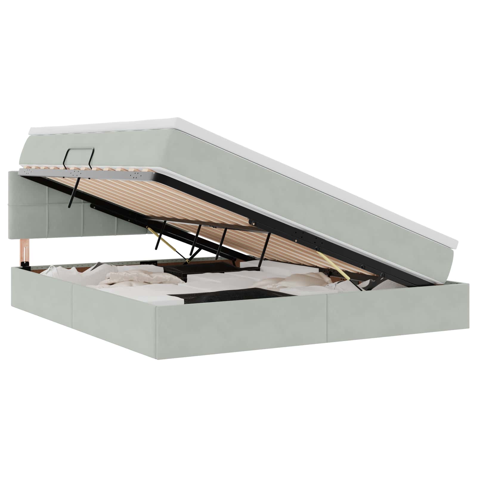 Lit de Rangement avec matelas Gris clair 180 x 200 cm Velours - XIOS
