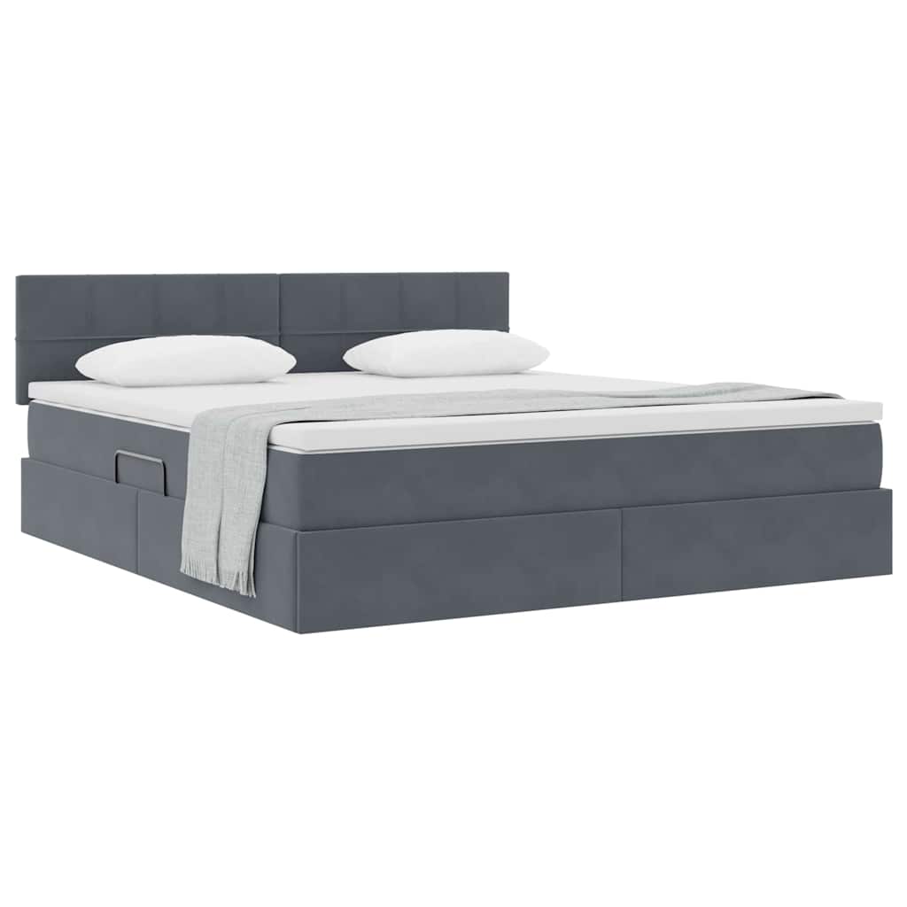 Lit de Rangement avec matelas Gris foncé 180 x 200 cm Velours - XIOS