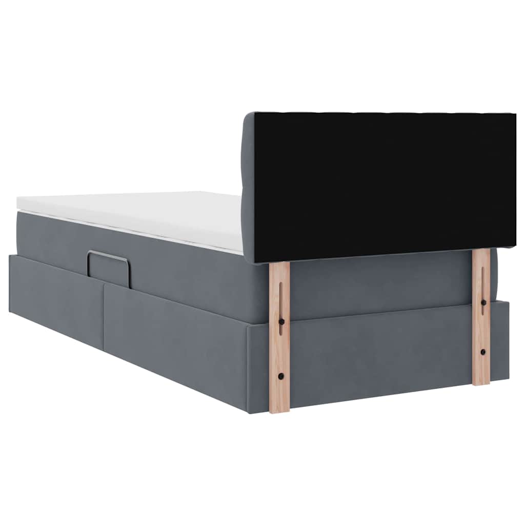 Lit de Rangement avec matelas Gris foncé 90 x 190 cm Velours - XIOS