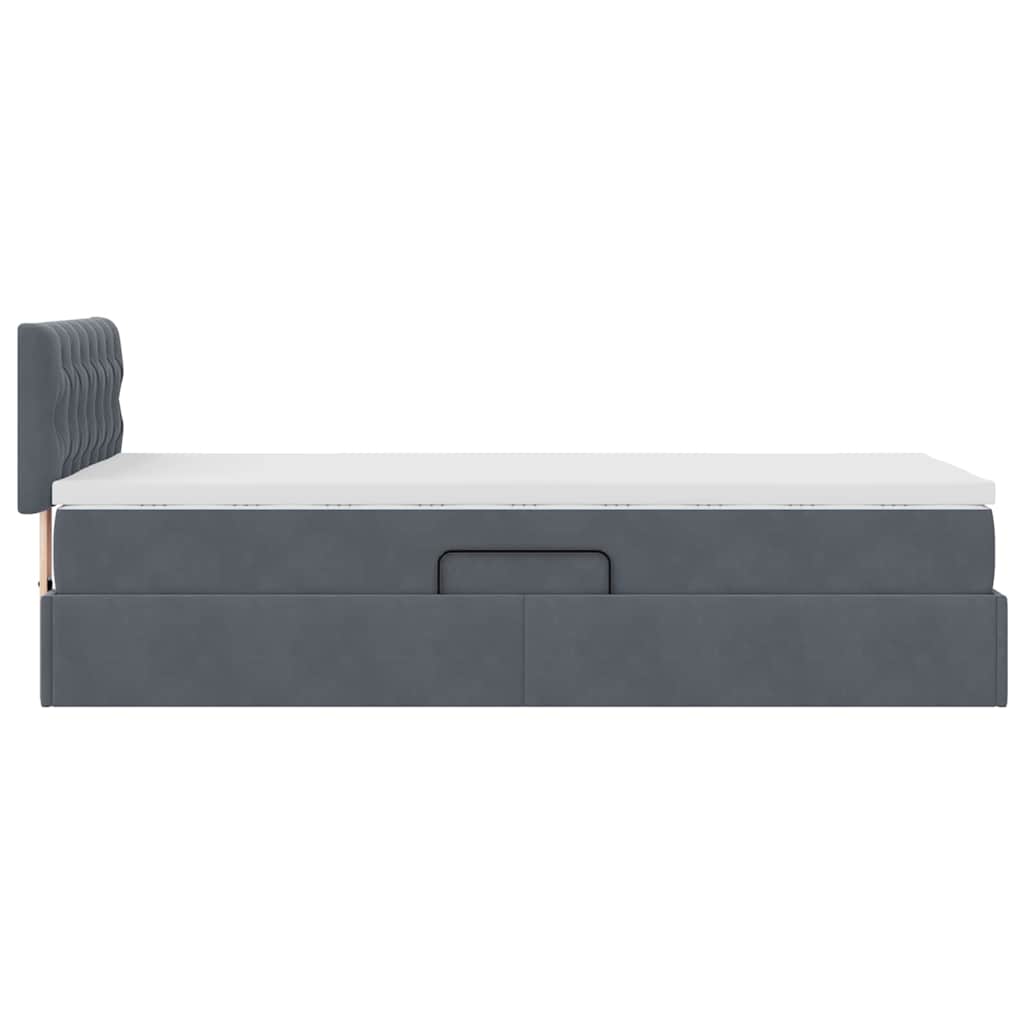Lit de Rangement avec matelas Gris foncé 90 x 190 cm Velours - XIOS