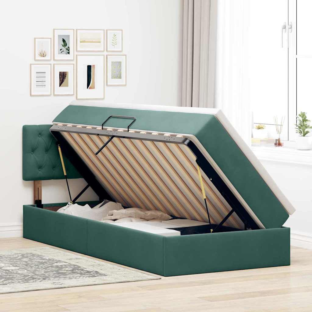 Lit de Rangement avec matelas Vert foncé 90 x 190 cm Velours - XIOS