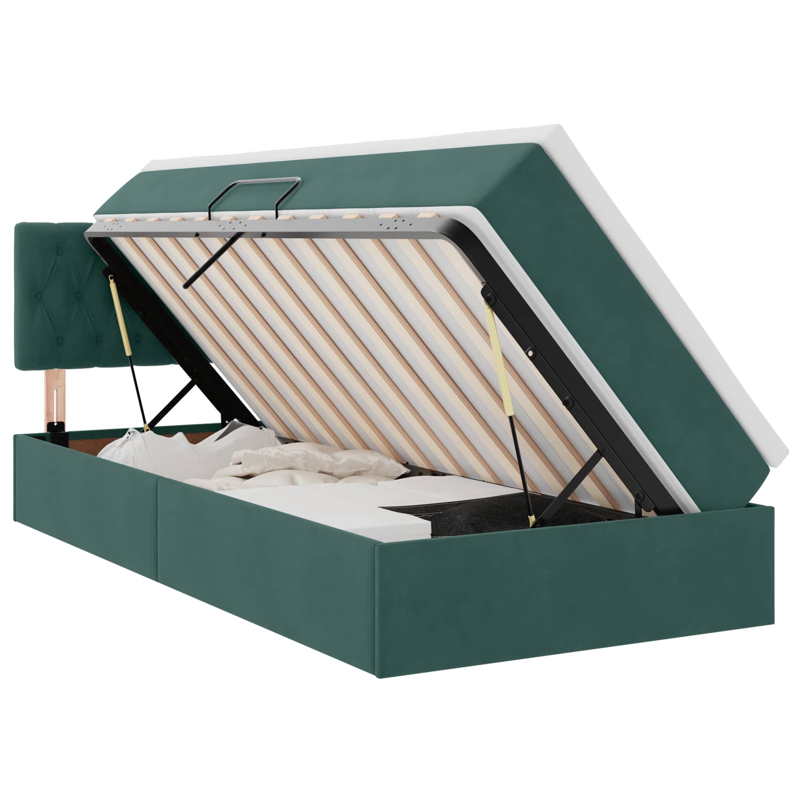 Lit de Rangement avec matelas Vert foncé 90 x 190 cm Velours - XIOS