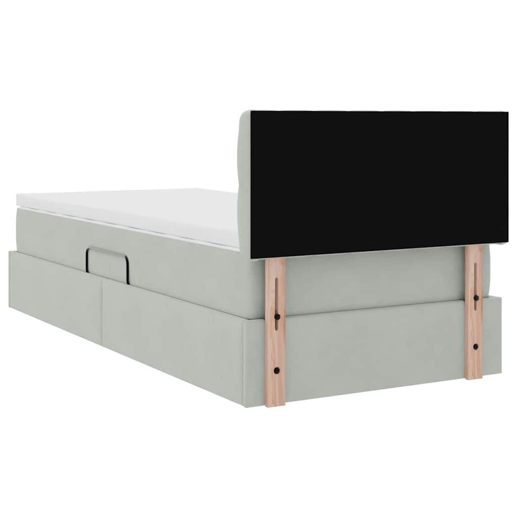Lit de Rangement avec matelas Gris clair 90 x 200 cm Velours - XIOS