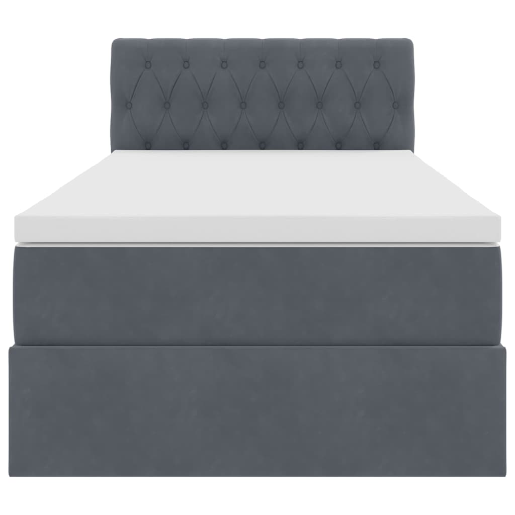 Lit de Rangement avec matelas Gris foncé 90 x 200 cm Velours - XIOS
