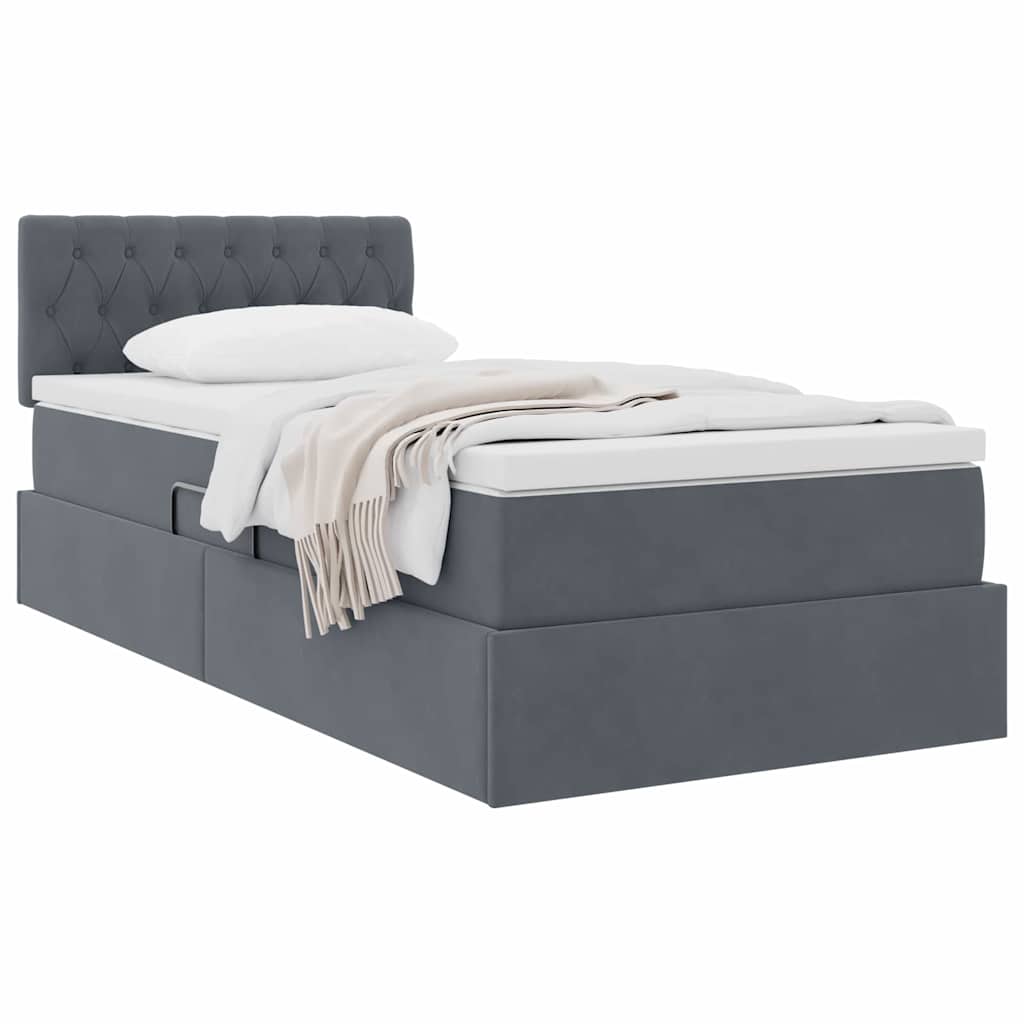 Lit de Rangement avec matelas Gris foncé 90 x 200 cm Velours - XIOS