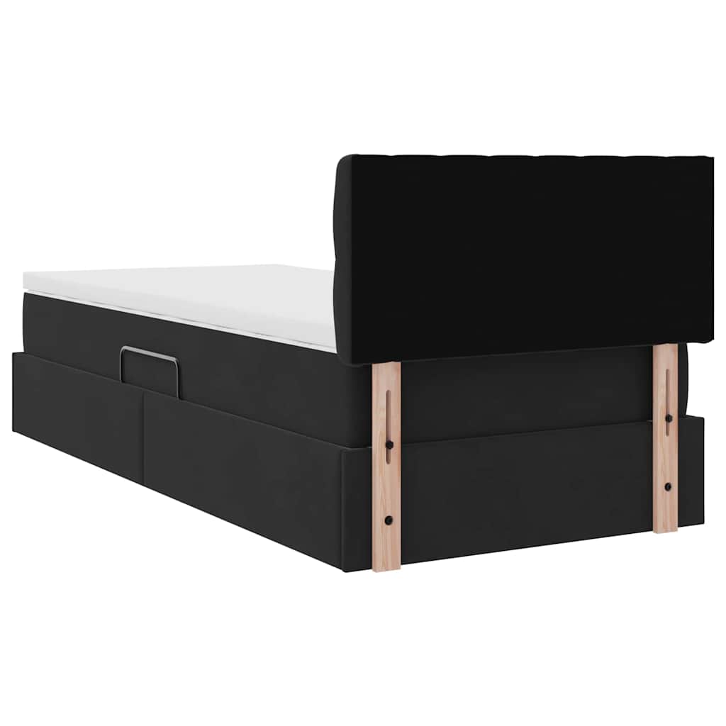 Lit de Rangement avec tête de lit Noir 90 x 200 cm Velours