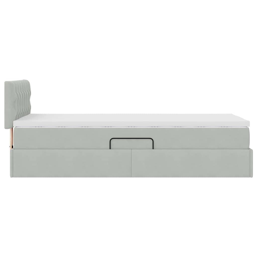 Lit de Rangement Gris clair 100 x 200 cm Velours