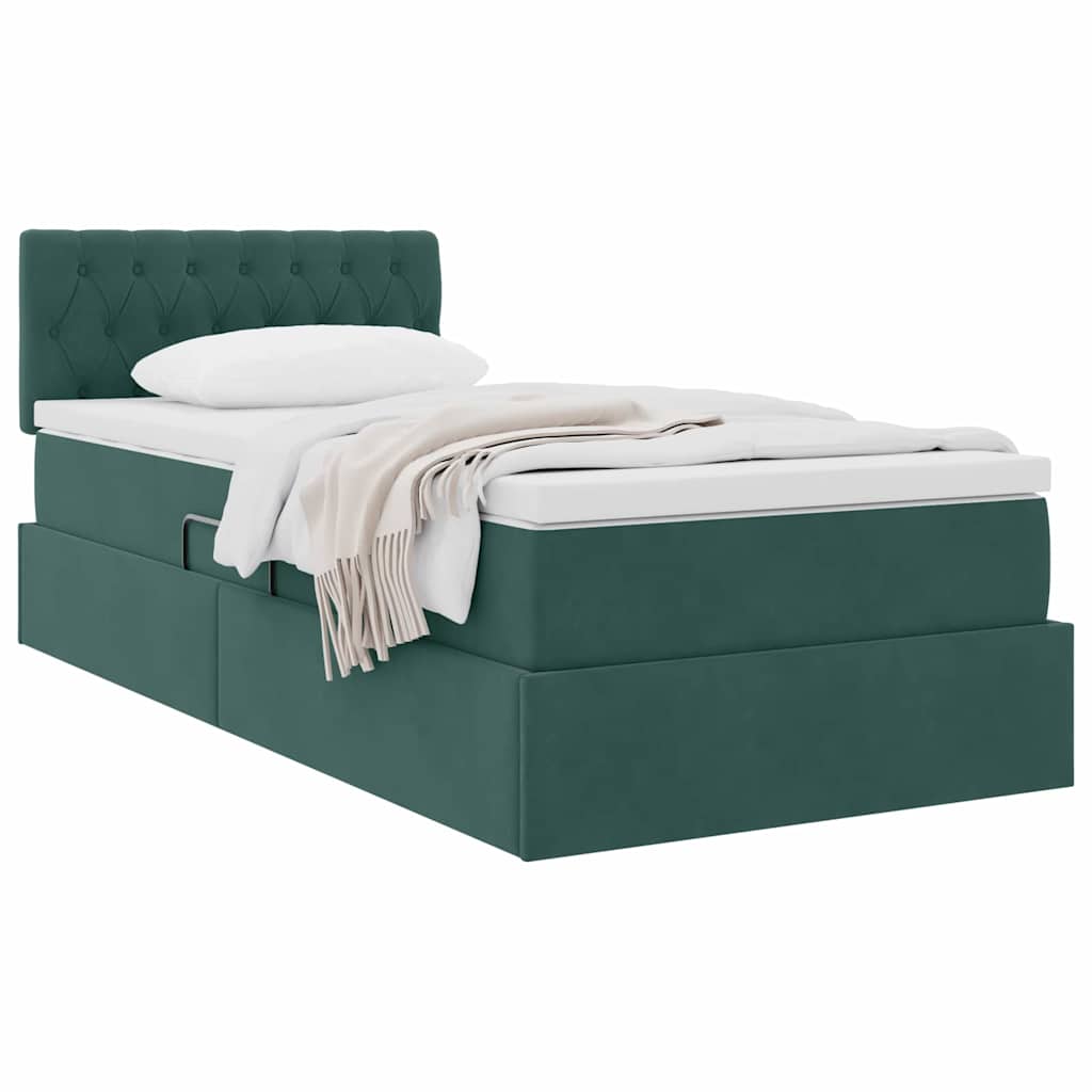 Lit de Rangement avec matelas Vert foncé 100 x 200 cm Velours - XIOS