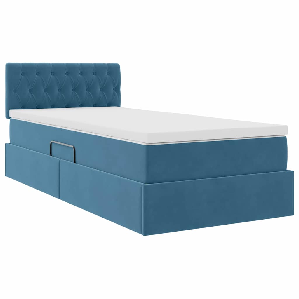 Lit de Rangement avec matelas Bleu foncé 100 x 200 cm Velours - XIOS