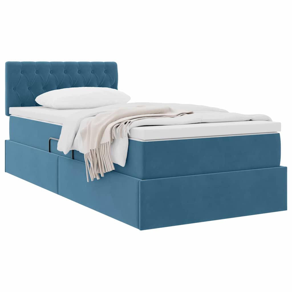 Lit de Rangement avec matelas Bleu foncé 100 x 200 cm Velours - XIOS
