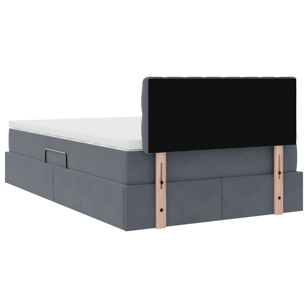 Lit de Rangement avec matelas Gris foncé 120 x 200 cm Velours - XIOS