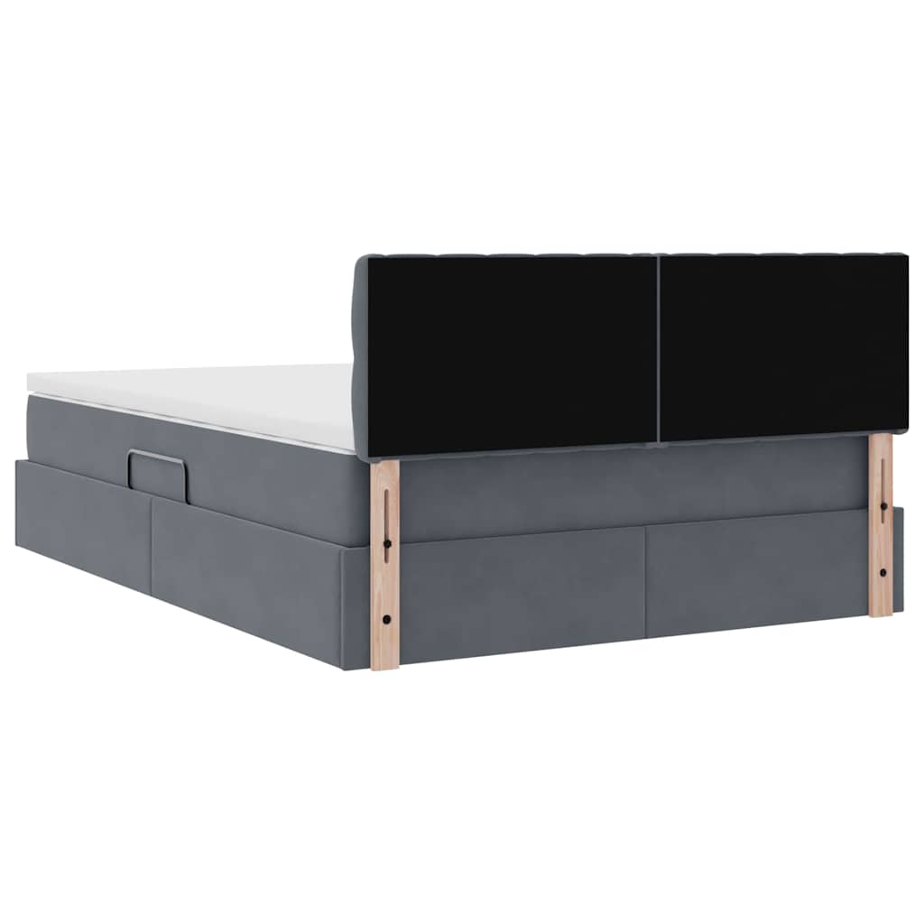 Lit de Rangement avec matelas Gris foncé 140 x 190 cm Velours - XIOS