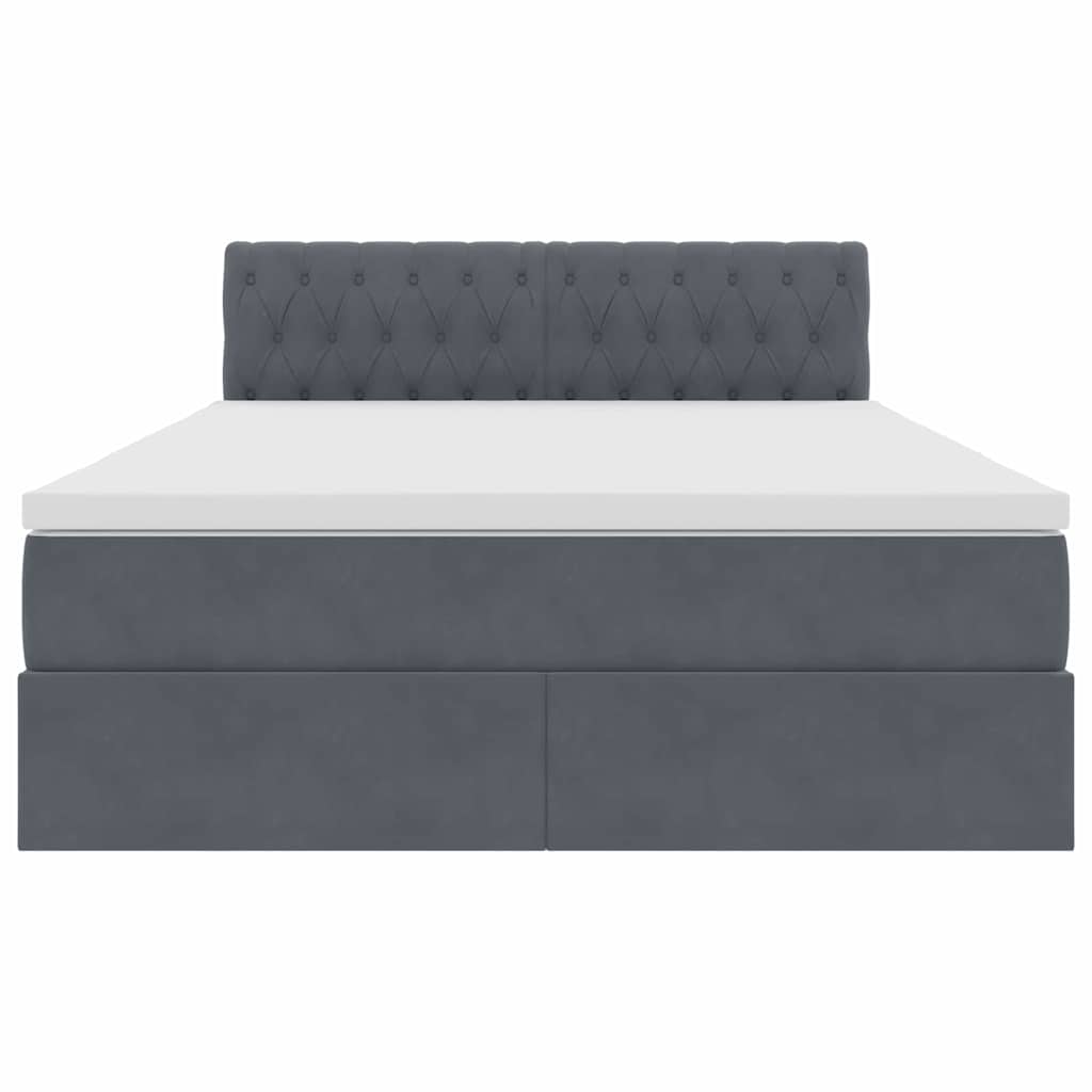 Lit de Rangement avec matelas Gris foncé 140 x 190 cm Velours - XIOS