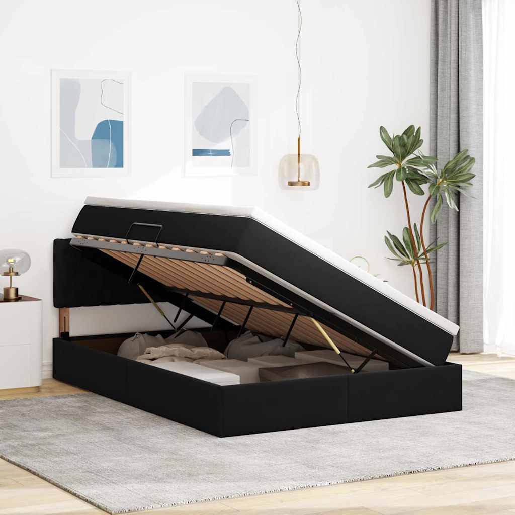 Lit de Rangement avec matelas Noir 140 x 190 cm Velours - XIOS