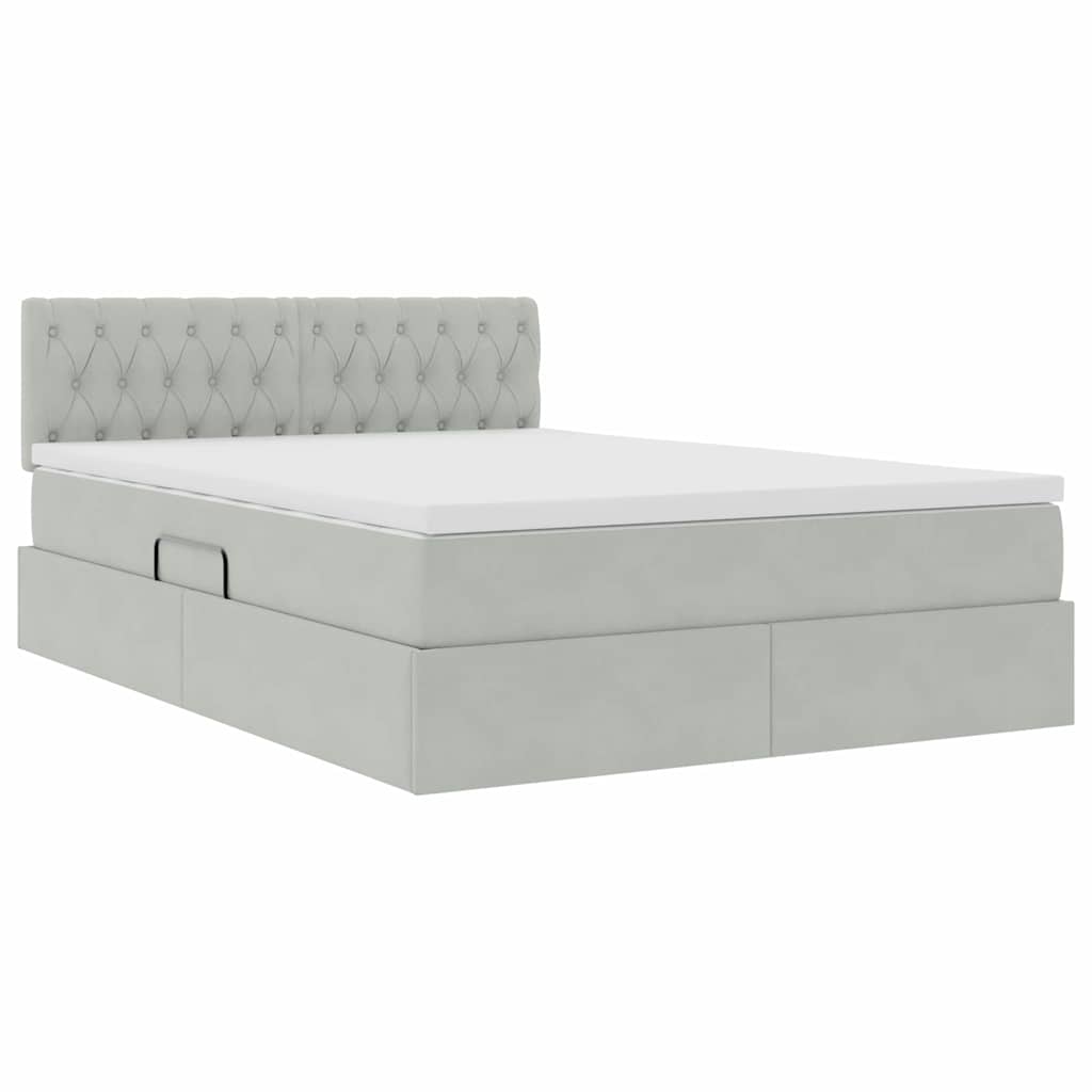 Lit de Rangement avec matelas Gris clair 140 x 200 cm Velours - XIOS