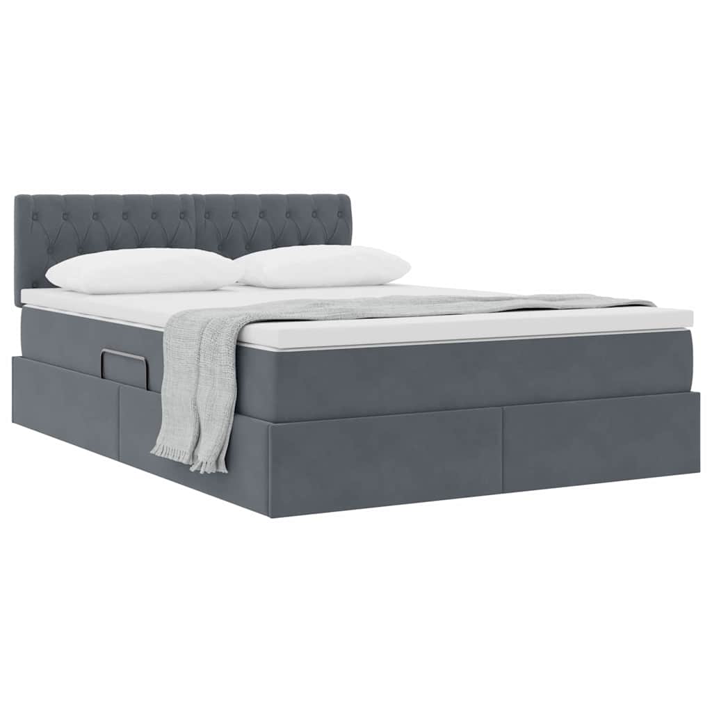 Lit de Rangement avec matelas Gris foncé 140 x 200 cm Velours - XIOS