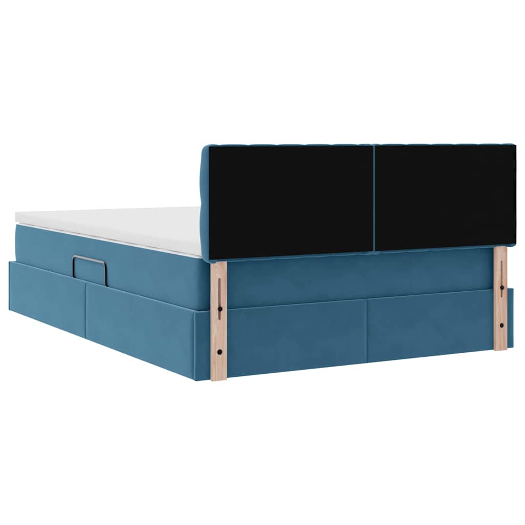 Lit de Rangement avec matelas Bleu foncé 140 x 200 cm Velours - XIOS