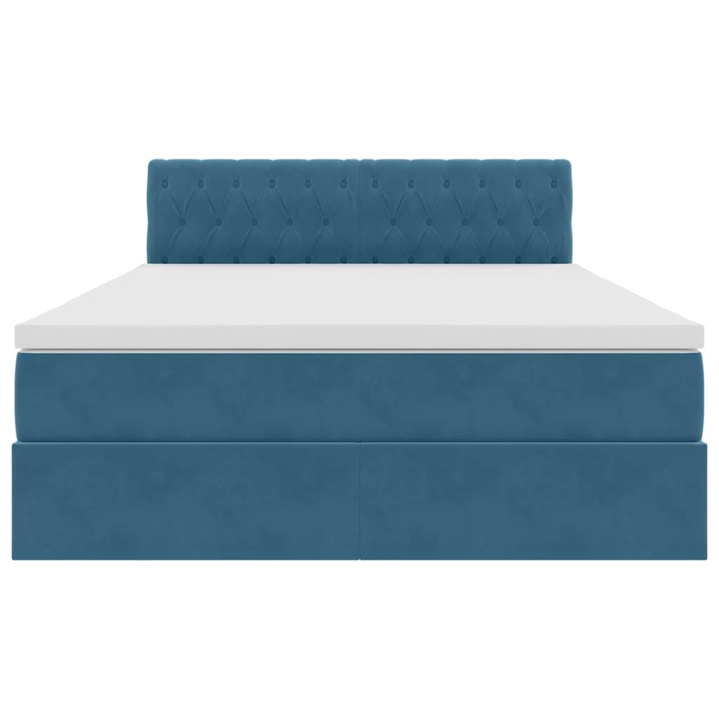 Lit de Rangement avec matelas Bleu foncé 140 x 200 cm Velours - XIOS