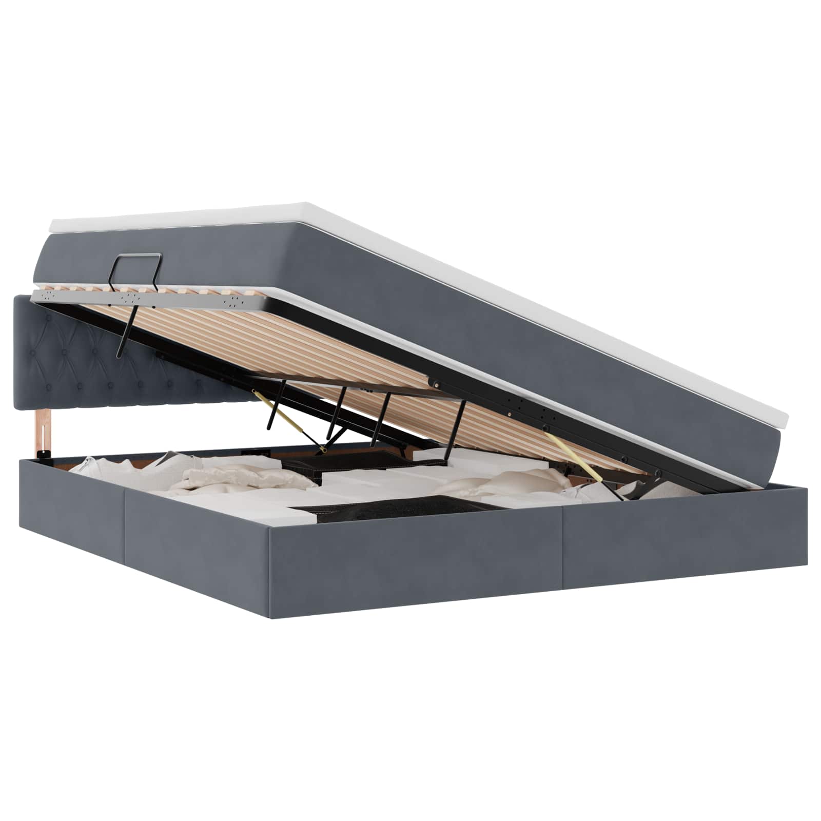 Lit de Rangement avec matelas Gris foncé 160 x 200 cm Velours - XIOS