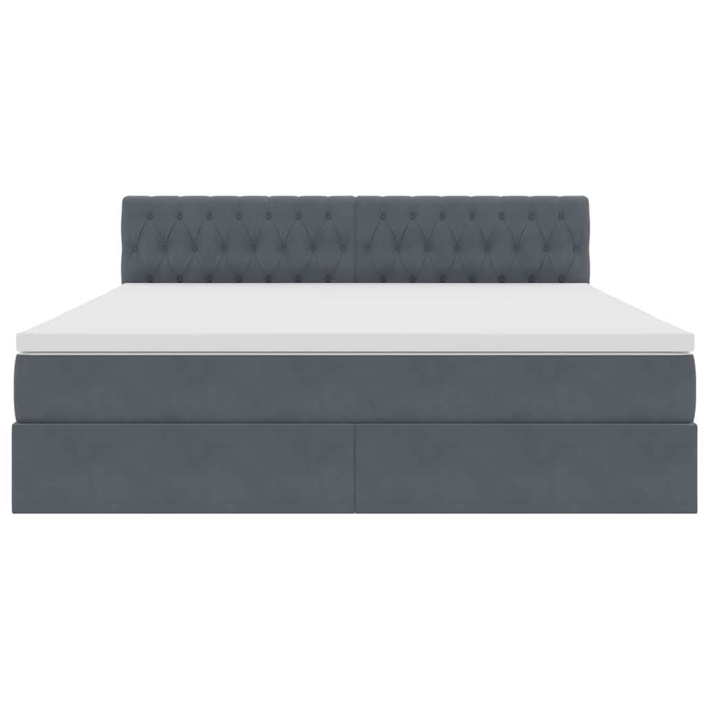 Lit de Rangement avec matelas Gris foncé 160 x 200 cm Velours - XIOS