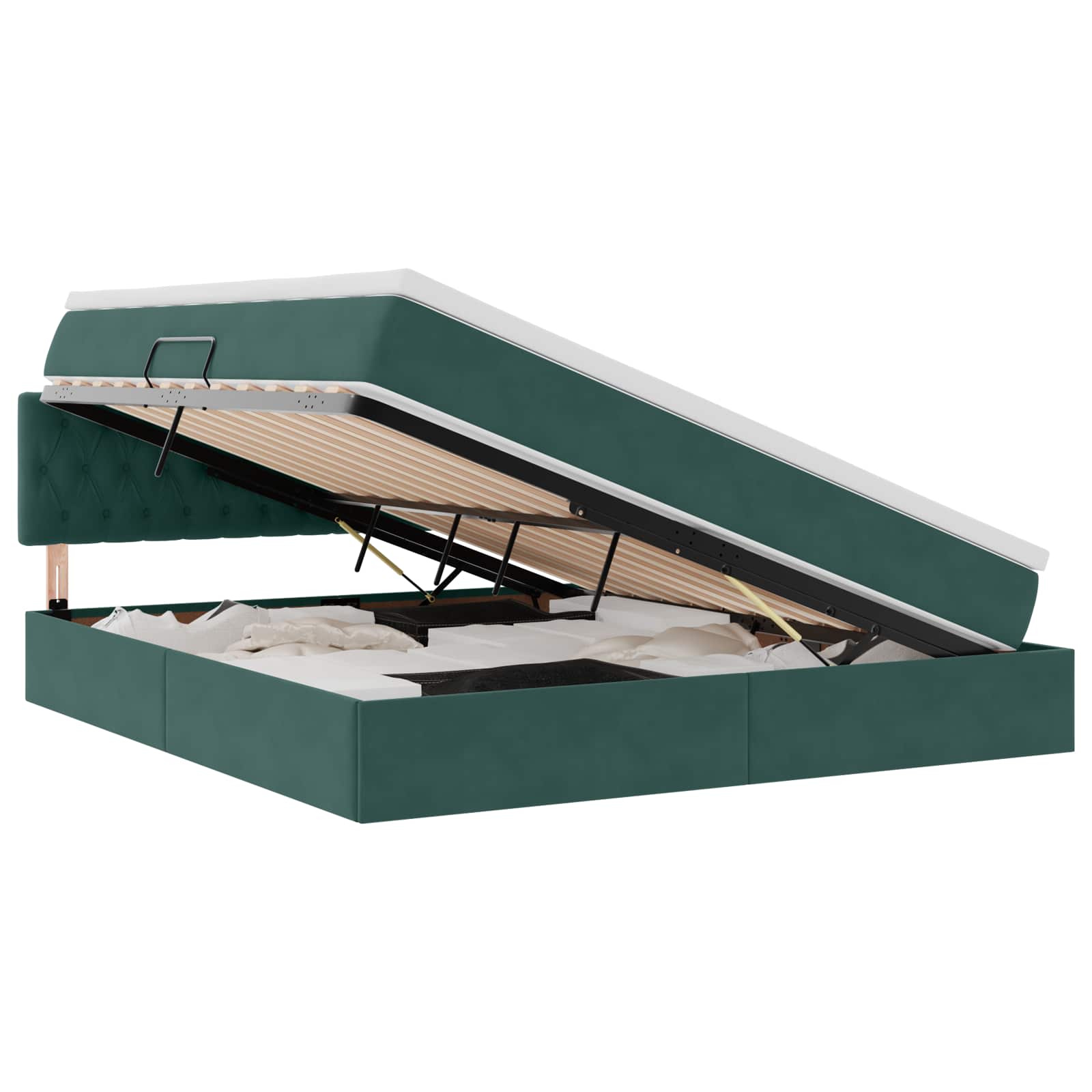 Lit de Rangement avec matelas Vert foncé 160 x 200 cm Velours - XIOS