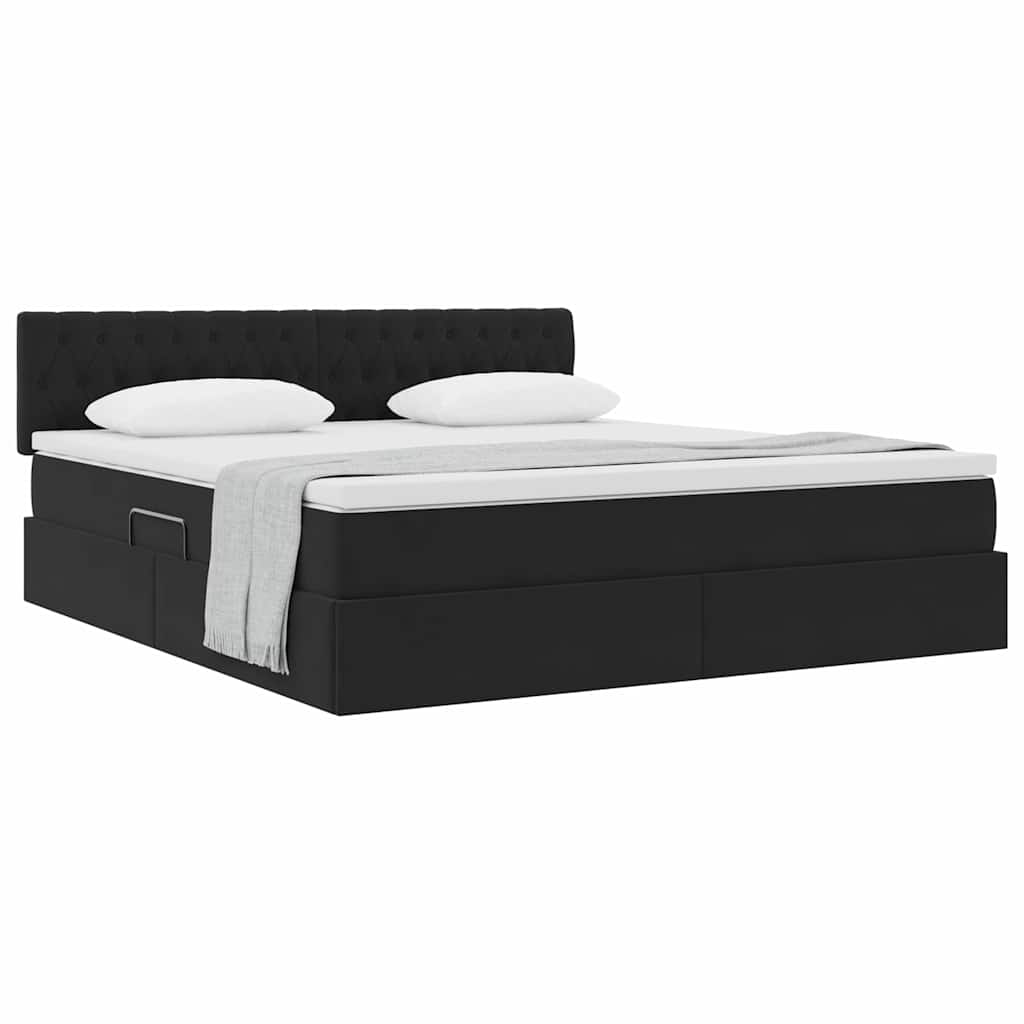 Lit de Rangement avec matelas Noir 180 x 200 cm Velours - XIOS