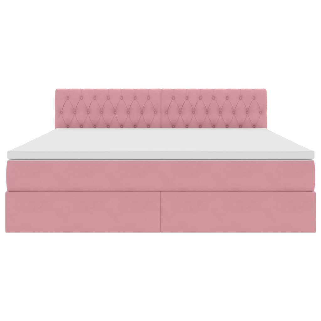 Lit de Rangement avec matelas Rose 180 x 200 cm Velours - XIOS