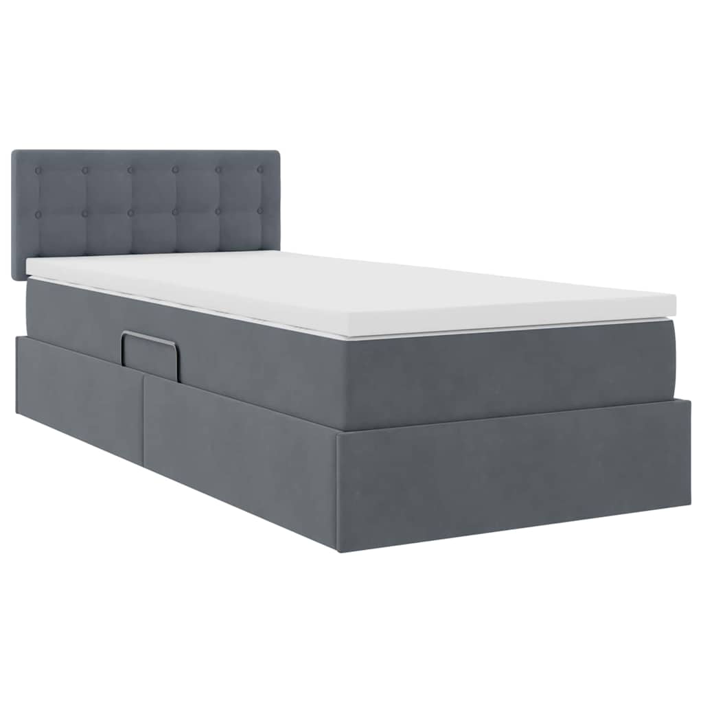 Lit de Rangement avec matelas Gris foncé 90 x 190 cm Velours - XIOS