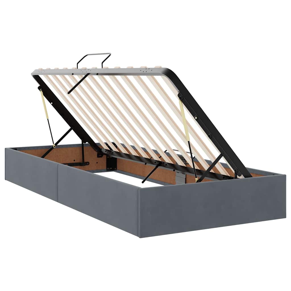 Lit de Rangement avec matelas Gris foncé 90 x 190 cm Velours - XIOS
