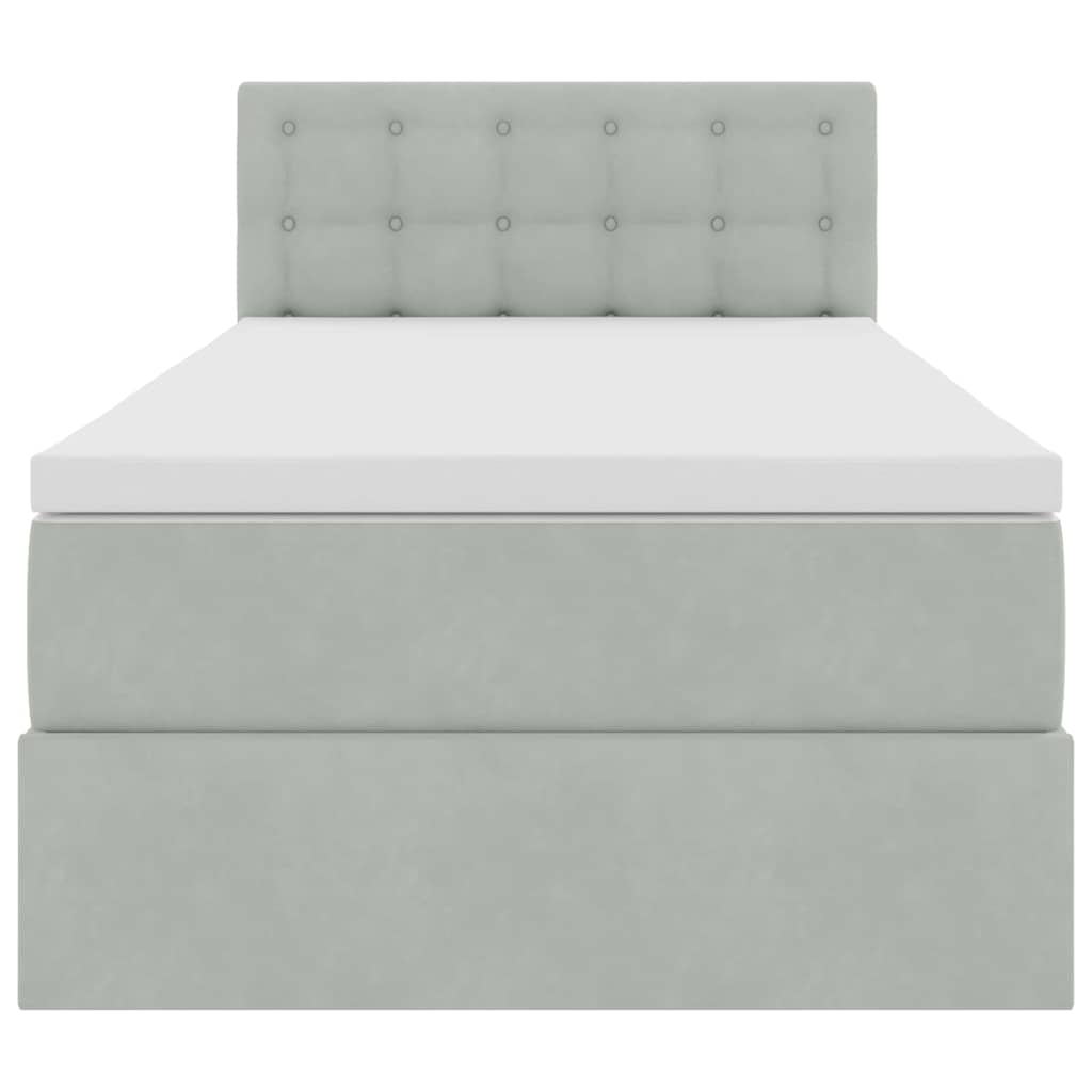 Lit de Rangement avec matelas Gris clair 90 x 200 cm Velours - XIOS