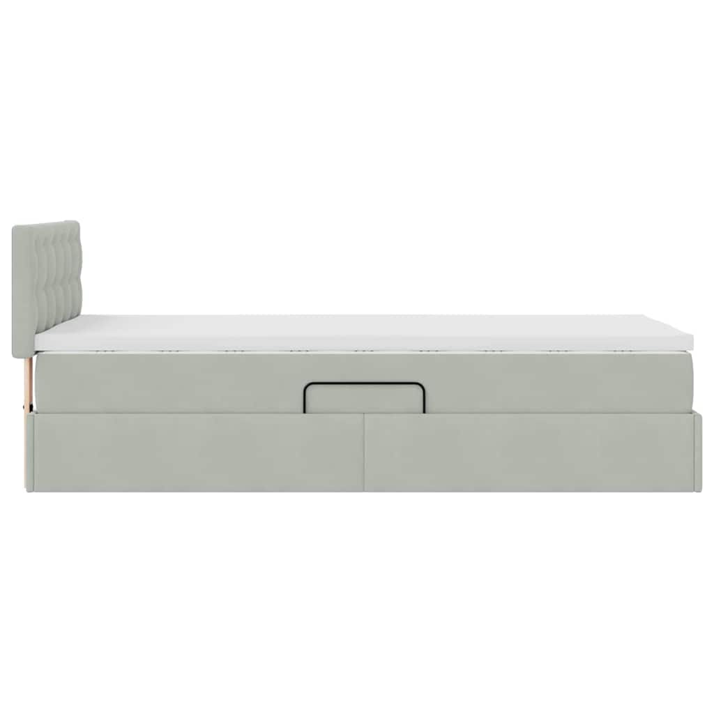 Lit de Rangement avec matelas Gris clair 90 x 200 cm Velours - XIOS
